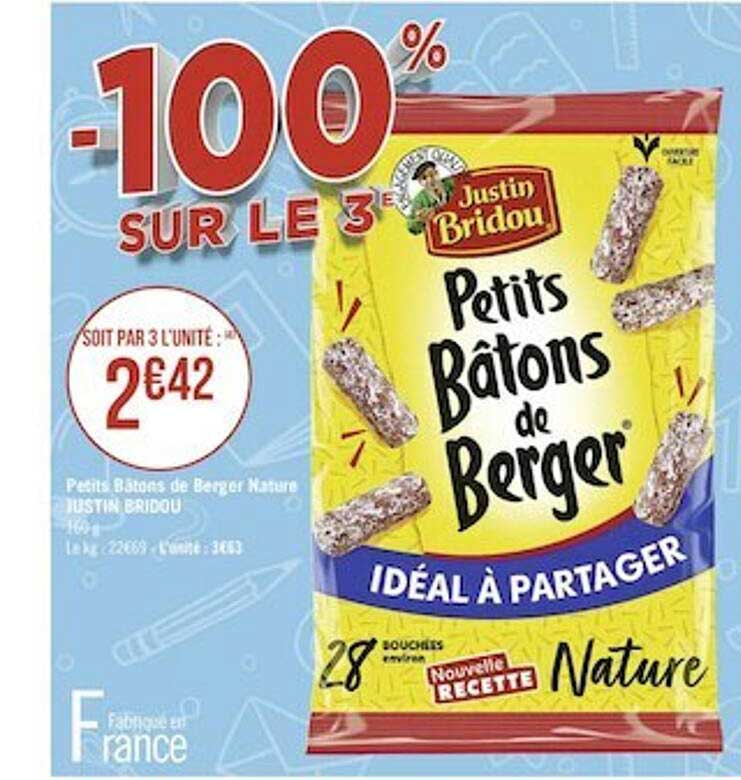 petits bâtons de berger nature justin bridou