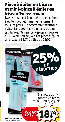 pince à épiler en biseau et mini-pince à épiler en biseau tweezerman 25% de réduction