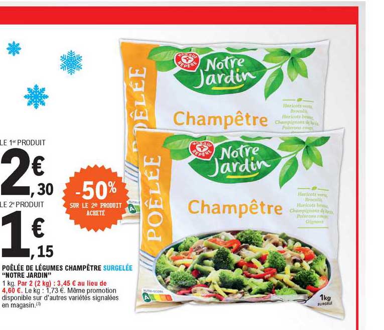 poêlée de légumes campêtre surgelée notre jardin -50% sur le 2e produit acheté