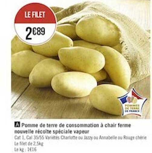 pomme de terre de consommation à chair ferme nouvelle récolte spéciale vapeur