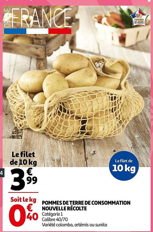 pommes de terre de consommation nouvelle récolte