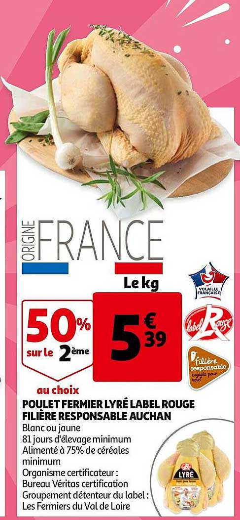 poulet fermier lyré label rouge filière responsable auchan