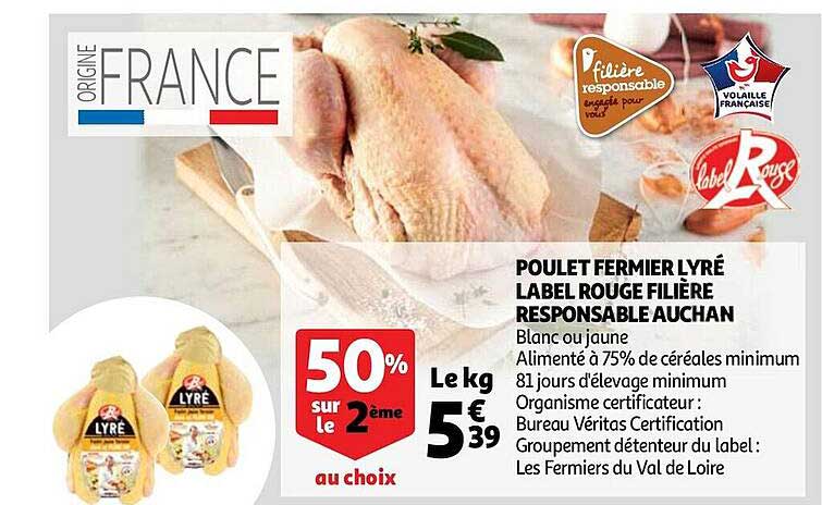 poulet fermier lyré label rouge filière responsable auchan