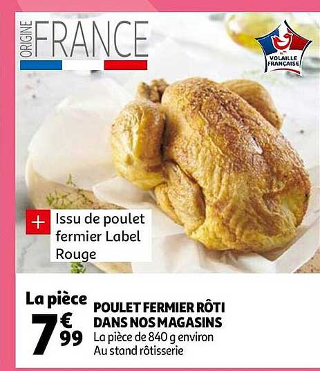 poulet fermier rôti dans no magasins
