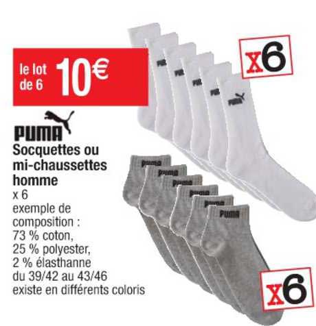 puma socquettes ou mi-chaussettes homme