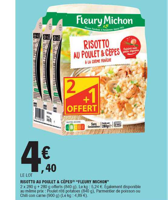 risotto au poulet & cèpes fleury michon