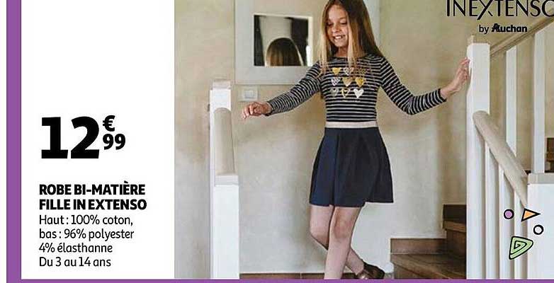 robe bi-matière fille in extenso