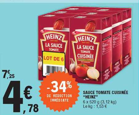 Sauce Tomate Cuisinée Heinz -34% De Réduction Immédiate