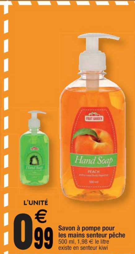 savon à pompe pour les mains senteur pêche