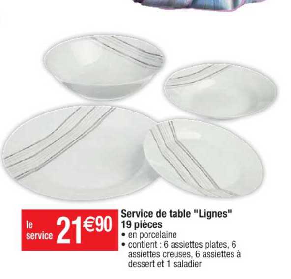service de table 'lignes" 19 pièces
