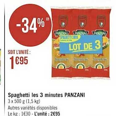 spaghetti les 3 minutes panzani
