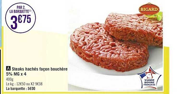 steaks hachés façon bouchère 5% mg x4