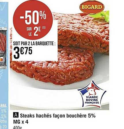 steaks hachés façon bouchère 5% mg x4