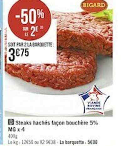 steaks hachés façon bouchère 5% mg x4
