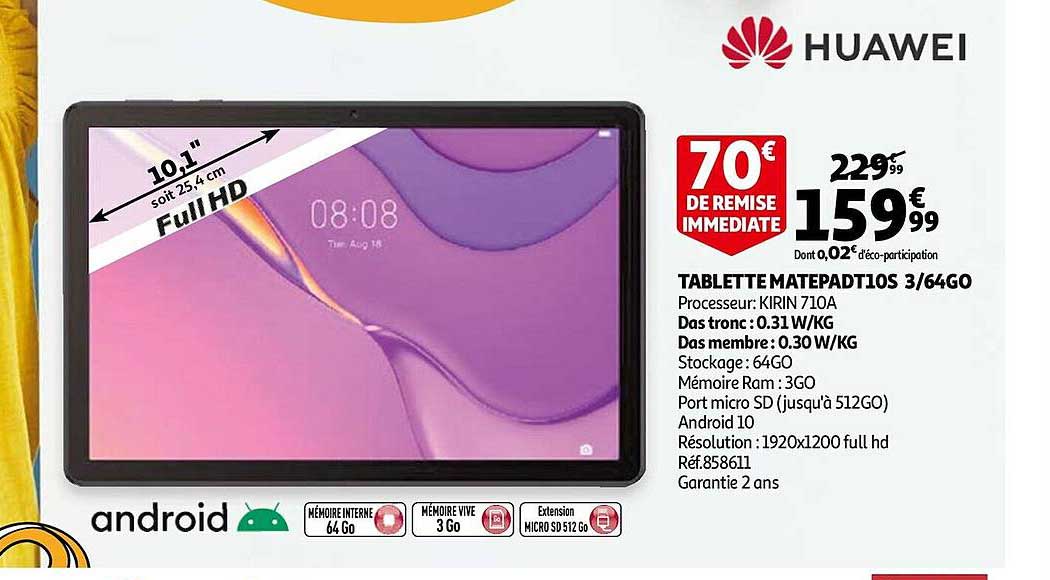 Tablette Matepadt10s 3-64go Huawei