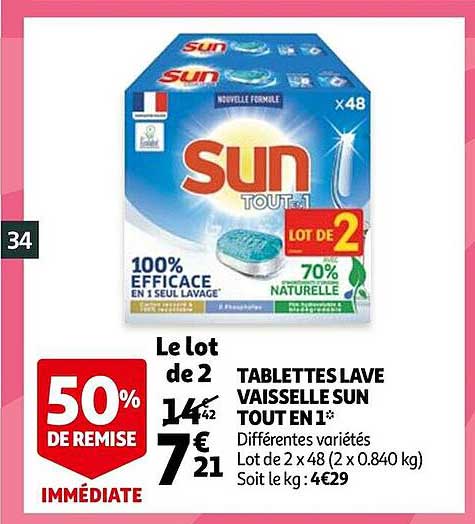 tablettes lave vaisselle sun tout en 1