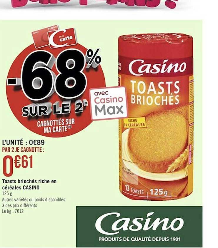 Toasts Briochés Riche En Céréales Casino