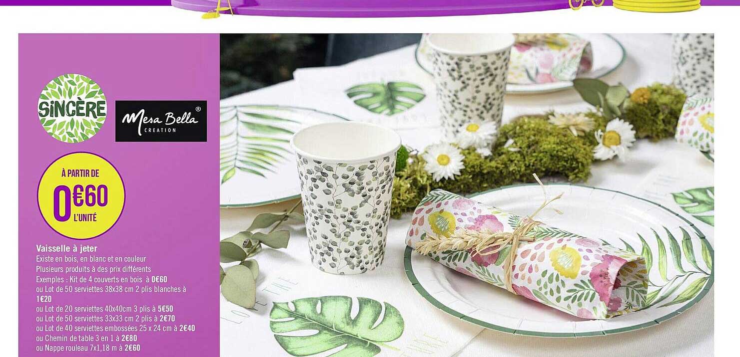 Vaisselle à Jeter Sincère