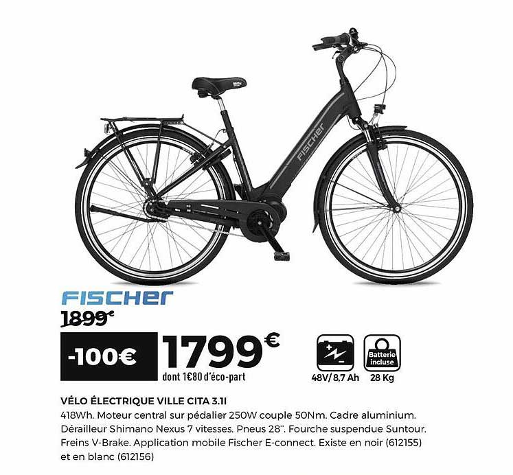 vélo électrique ville cita 3.1l fischer