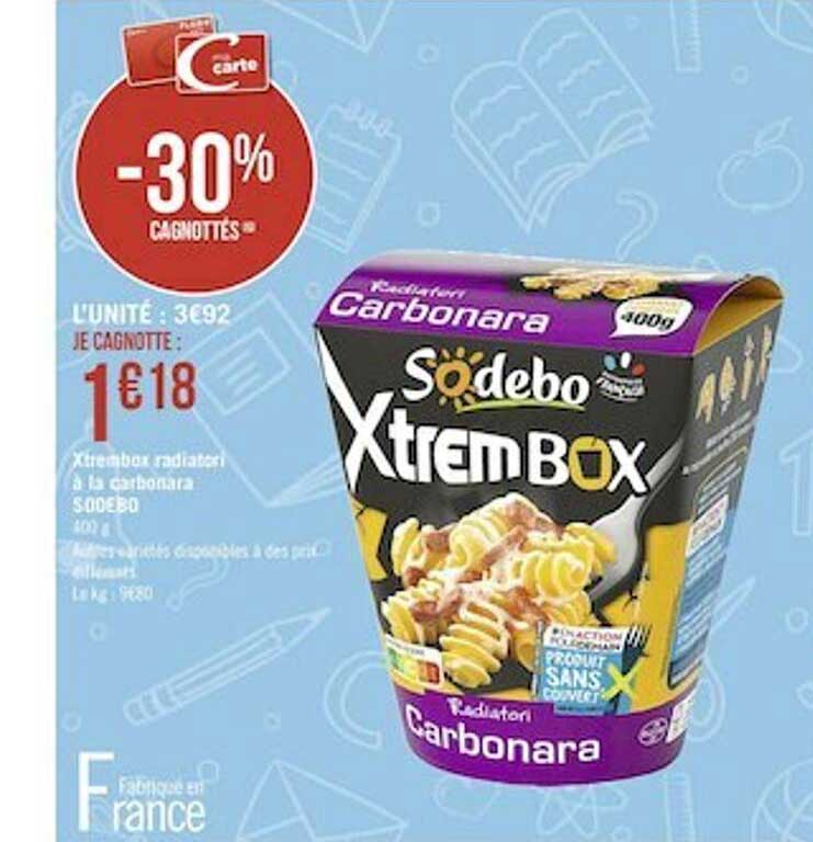 xtrembox radiatori à la carbonara sodebo