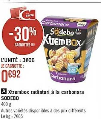xtrembox radiatori à la carbonara sodebo