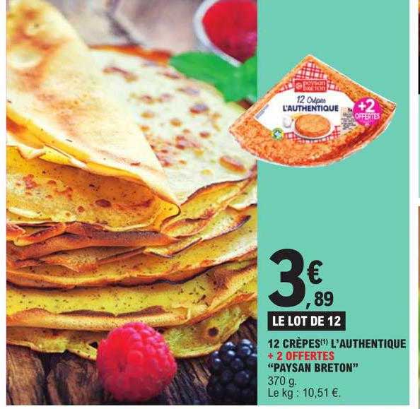 12 crêpes l'authentique + 2 offertes "paysan breton"