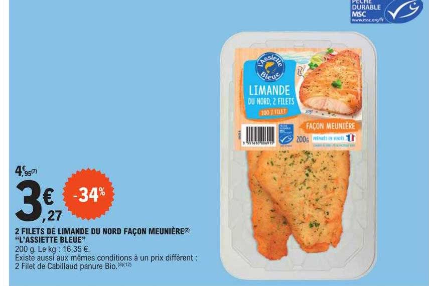 2 filets de limande du nord façon meunière "l'assiette bleue"