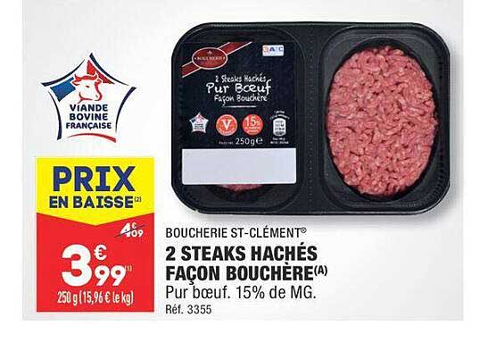 2 steaks hachés façon bouchère boucherie st-clément