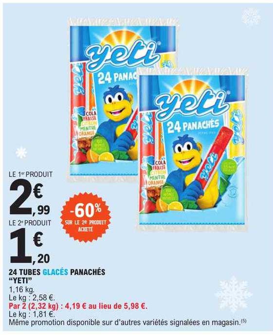 24 Tubes Glacés Panachés "yeti"