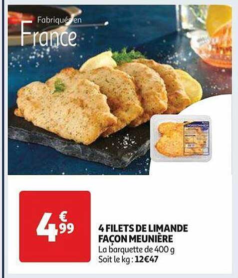4 filets de limande façon meunière