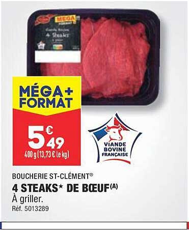 4 Steaks De Bœuf Boucherie St-clément