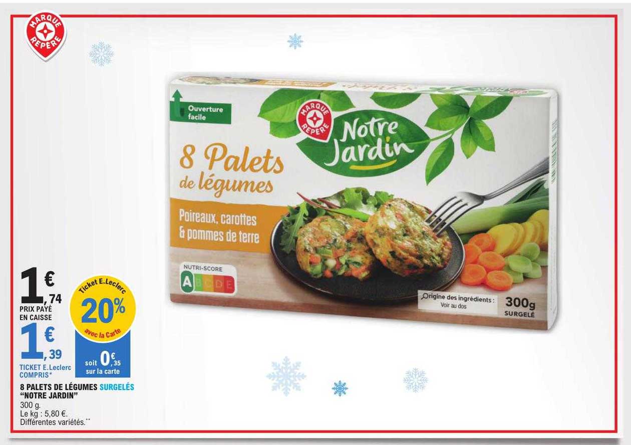 8 palets de légumes surgelés "notre jardin"