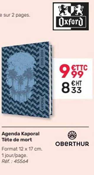 agenda kaporal tête de mort oberthur