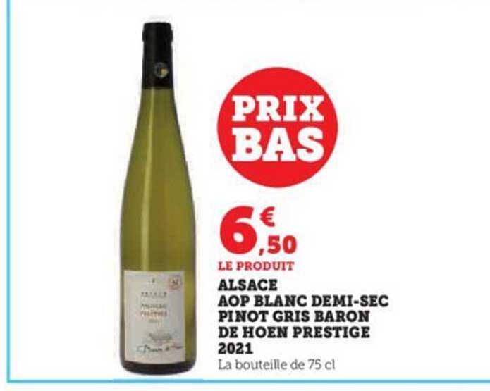 alsace aop blanc demi-sec pinot gris baron de hoen prestige 2021