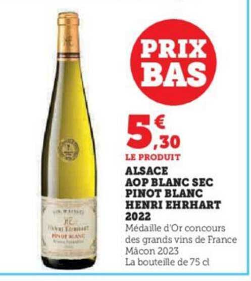 alsace aop blanc sec pinot blanc henri ehrhart 2022