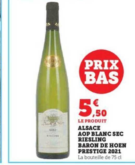 alsace aop blanc sec riesling baron de hoen prestige 2021