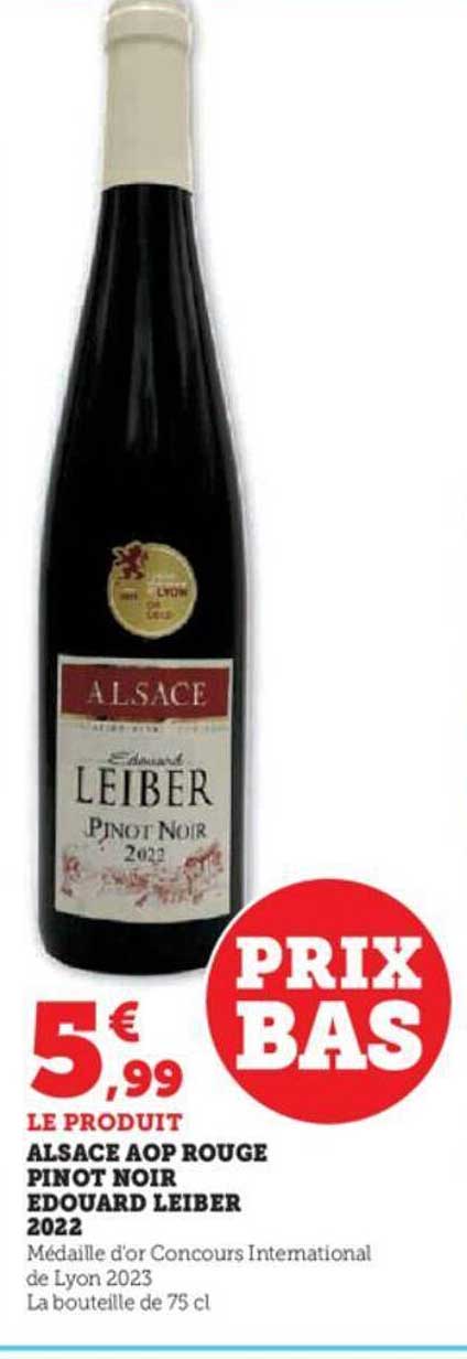 alsace aop rouge pinot noir édouard leiber 2022