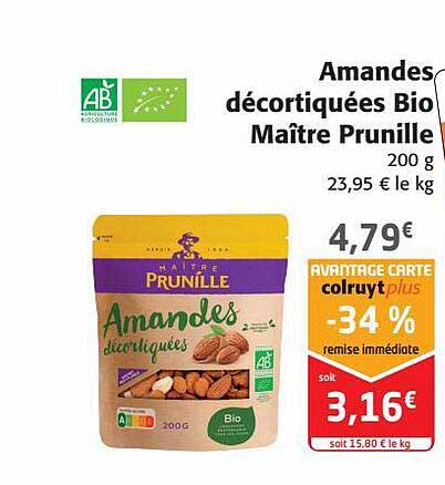 amandes décortiquées bio maître prunille