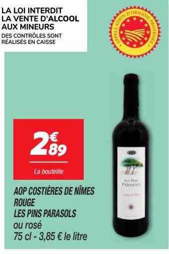 aop costières de nîmes rouge les pins parasols ou rosé