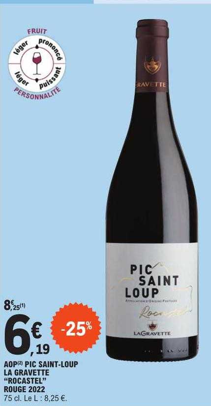 aop pic saint-loup la gravette "rocastel" rouge 2022