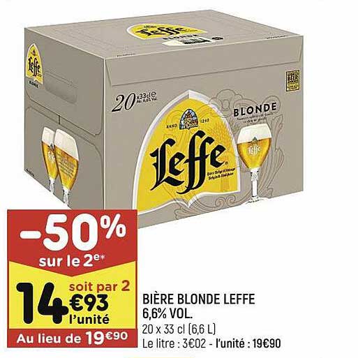 Bière Blonde Leffe 6,6% Vol.