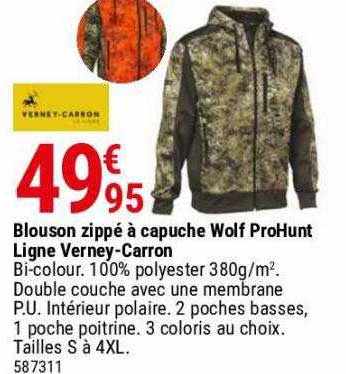 blouson zippé à capuche wolf proHunt ligne verney-Carron
