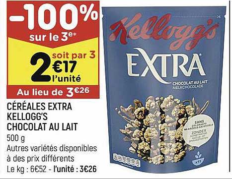 Céréales Extra Kellogg's Chocolat Au Lait