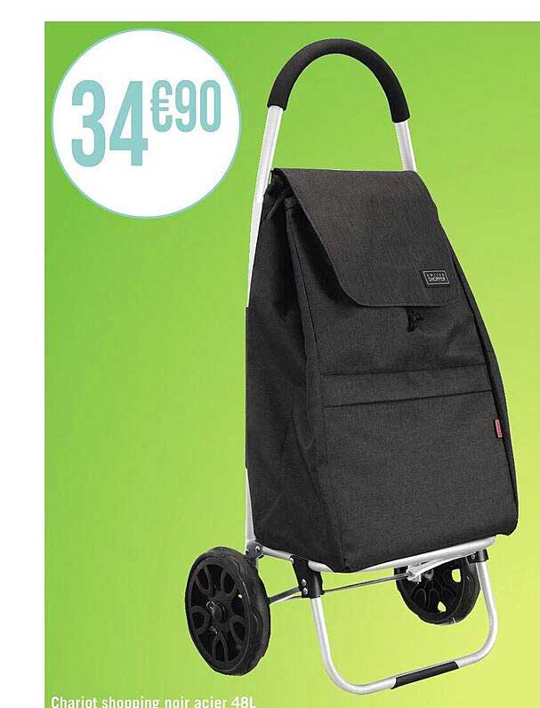 chariot shopping noir acier 48l