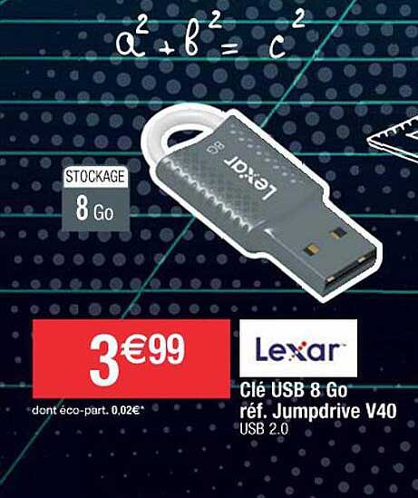 clé usb 8 go réf. jumpdrive v40 lexar