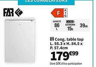 cong. table top l. 55.3 x h. 84.5 x p. 57.4 cm far