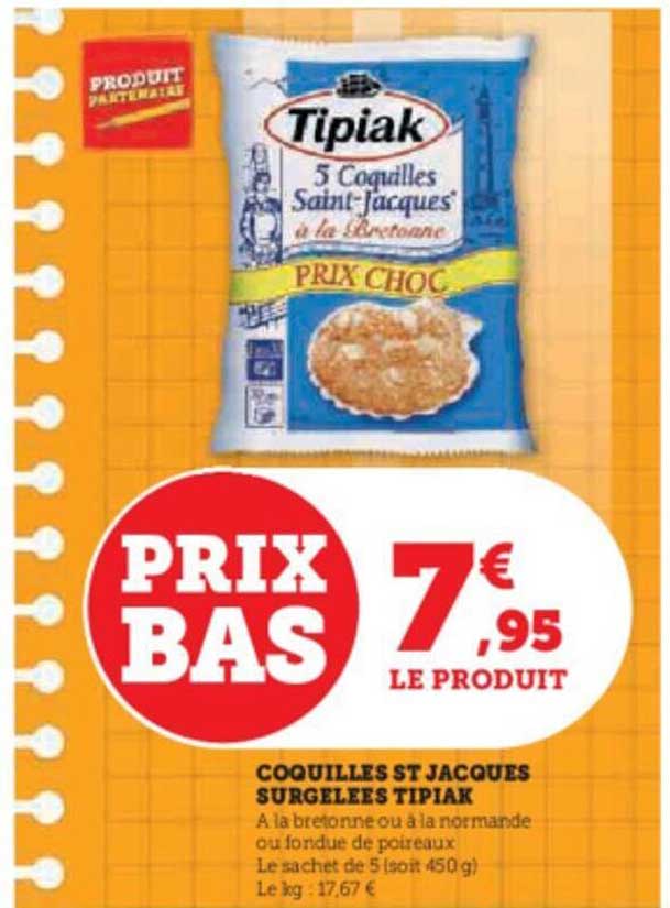 coquilles st jacques surgelées tipiak