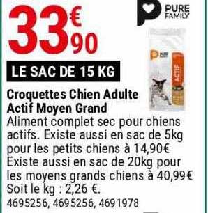 Croquettes Chien Adulte Actif Moyen Grand