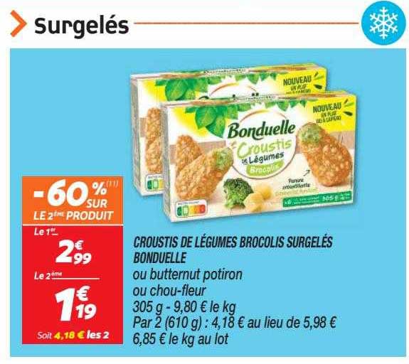 croustis de légumes brocolis surgelés bonduelle ou butternut potiron ou chou-fleur