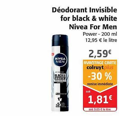 déodorant invisible for black & white nivea for men